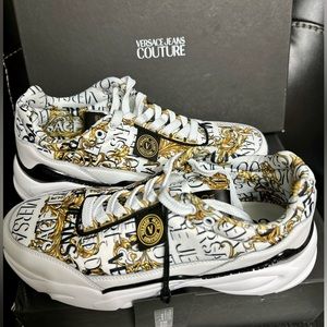 Versace Jeans Couture White Wave Logo Couture Sneakers